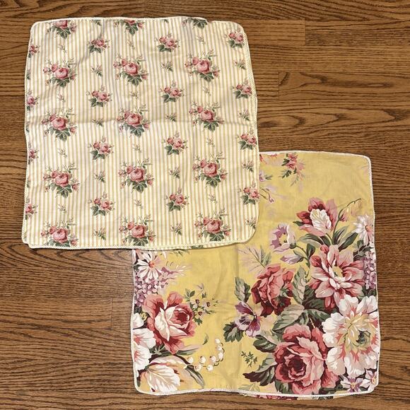 Custom PAIR Ralph Lauren Decorative PILLOWS Cases Flowers Sophie Brooke Vintage - Picture 1 of 10